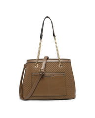 JFY Weaving Pattern Top Zipped Tote Bag
