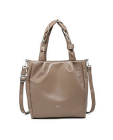 JFY Pleated Top Handle Zip Closure Tote Bag