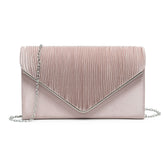 Pleated Details Satin Clutch Bag