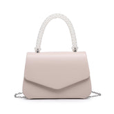 Pearl Top Handle Flap Pu Clutch Bag