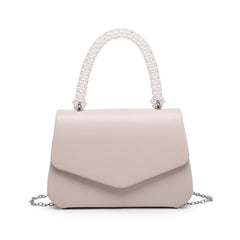 Pearl Top Handle Flap Pu Clutch Bag