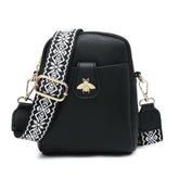 Bee Badge Two Zipped Sections Canvas Strap Cross Body Bag