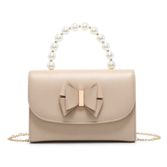Pearl Top Handle Tie Pu Clutch Bag