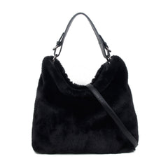 JFY Faux Fur Top Zip Closure Shoulder Bag