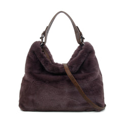 JFY Faux Fur Top Zip Closure Shoulder Bag