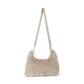 Faux Fur Zip Top Closure Cross Body Bag