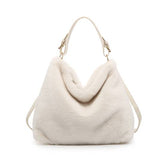 JFY Faux Fur Top Zip Closure Shoulder Bag