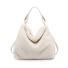 JFY Faux Fur Top Zip Closure Shoulder Bag