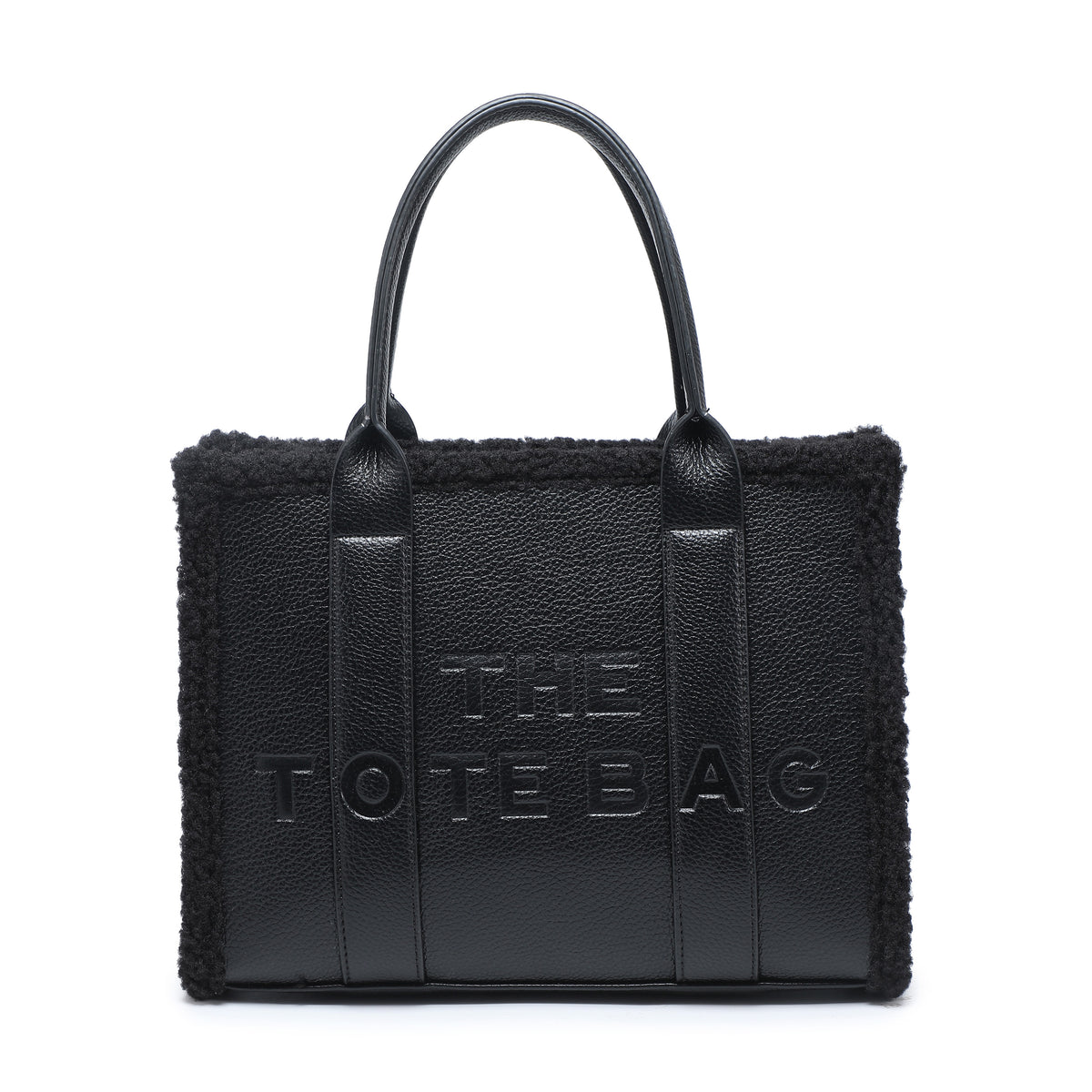Fluffy Faux Fur Trim Edge Zip Top Tote Bag