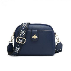 Bee Badge Two Zip Top Sections Canvas Strap Cross Body Bag