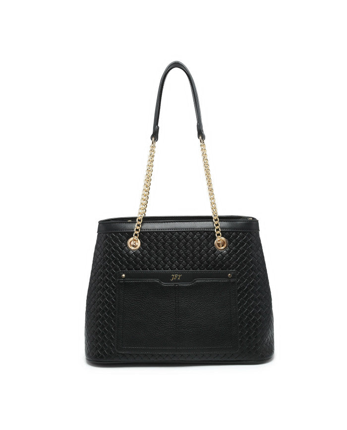 JFY Weaving Pattern Top Zipped Tote Bag