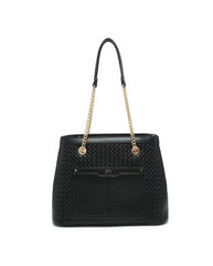 JFY Weaving Pattern Top Zipped Tote Bag
