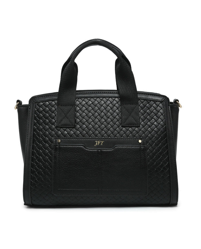 JFY Weaving Pattern Top Zipped Tote Bag