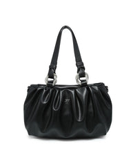 JFY Pleated Top Handle Zip Closure Hobo Shoulder Bag