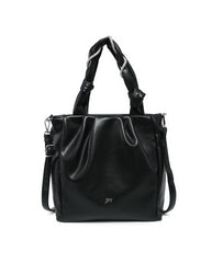 JFY Pleated Top Handle Zip Closure Tote Bag