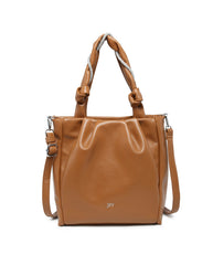 JFY Pleated Top Handle Zip Closure Tote Bag