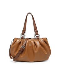 JFY Pleated Top Handle Zip Closure Hobo Shoulder Bag