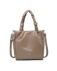 JFY Pleated Top Handle Zip Closure Tote Bag