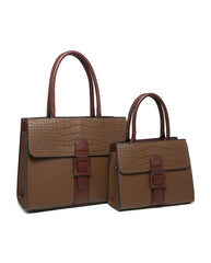 JFY Snake Skin Buckle 2 In 1 Handbag Tote Bag