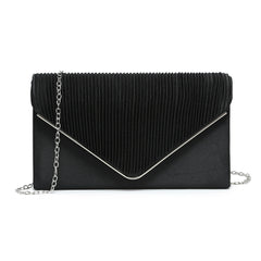 Pleated Details Satin Clutch Bag