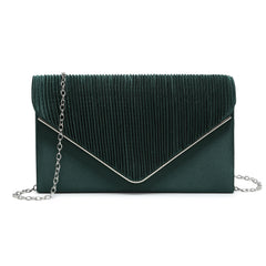 Pleated Details Satin Clutch Bag