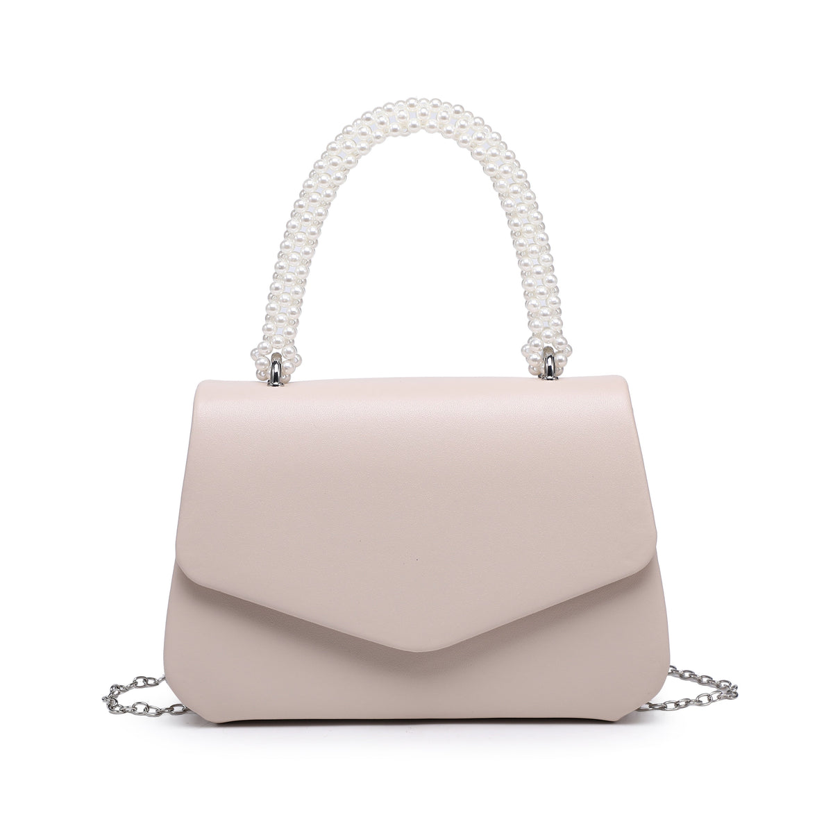 Pearl Top Handle Flap Pu Clutch Bag