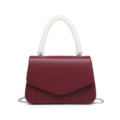 Pearl Top Handle Flap Pu Clutch Bag