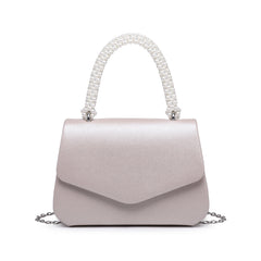Pearl Top Handle Flap Pu Clutch Bag