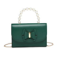 Pearl Top Handle Tie Pu Clutch Bag