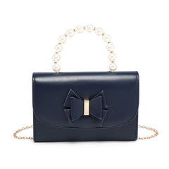 Pearl Top Handle Tie Pu Clutch Bag