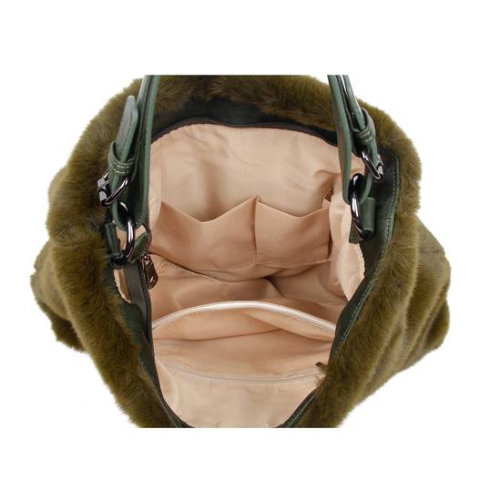 JFY Faux Fur Top Zip Closure Shoulder Bag