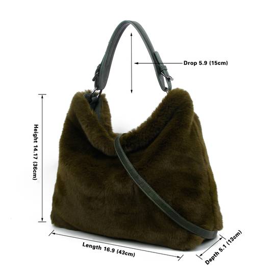 JFY Faux Fur Top Zip Closure Shoulder Bag