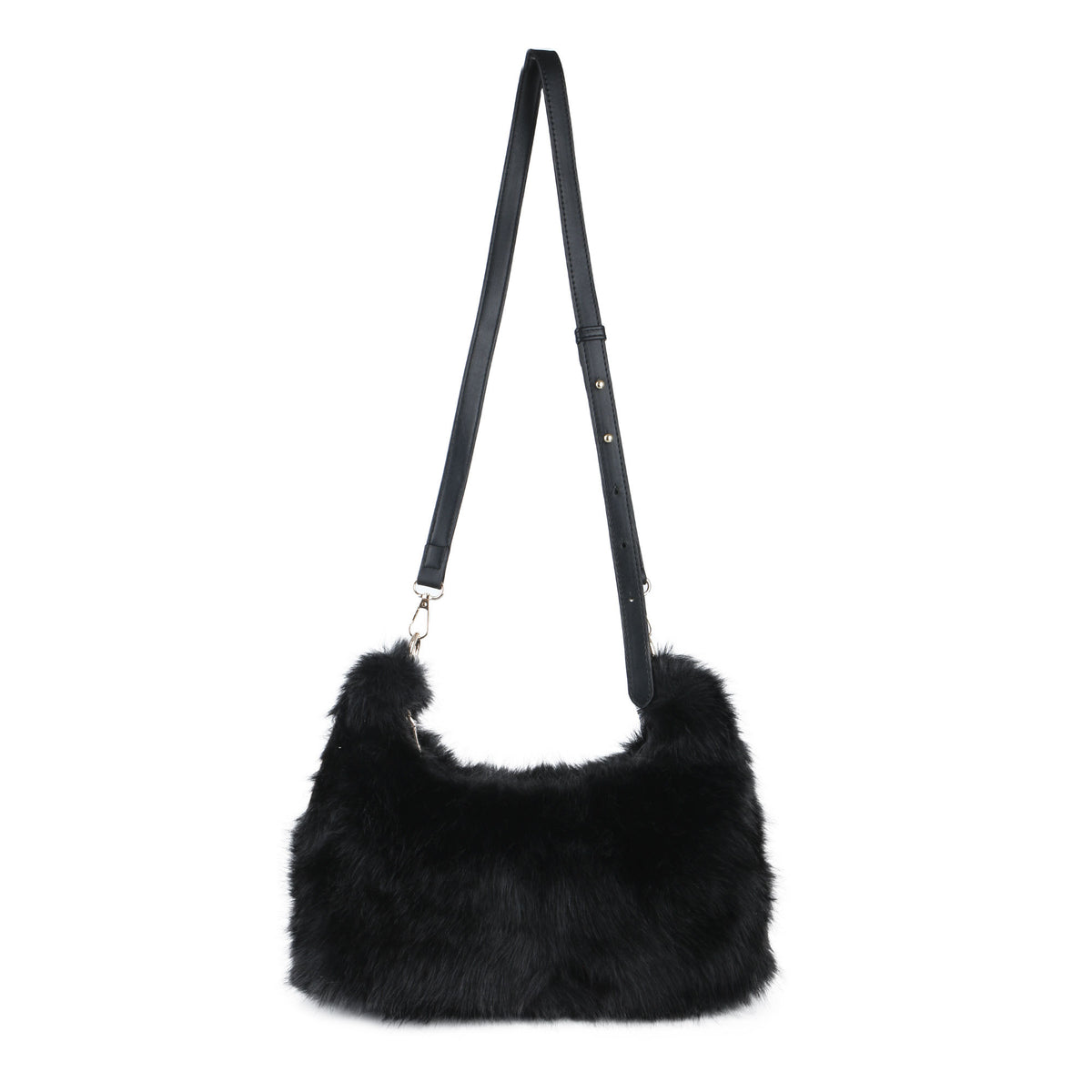 Faux Fur Zip Top Closure Cross Body Bag