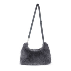 Faux Fur Zip Top Closure Cross Body Bag